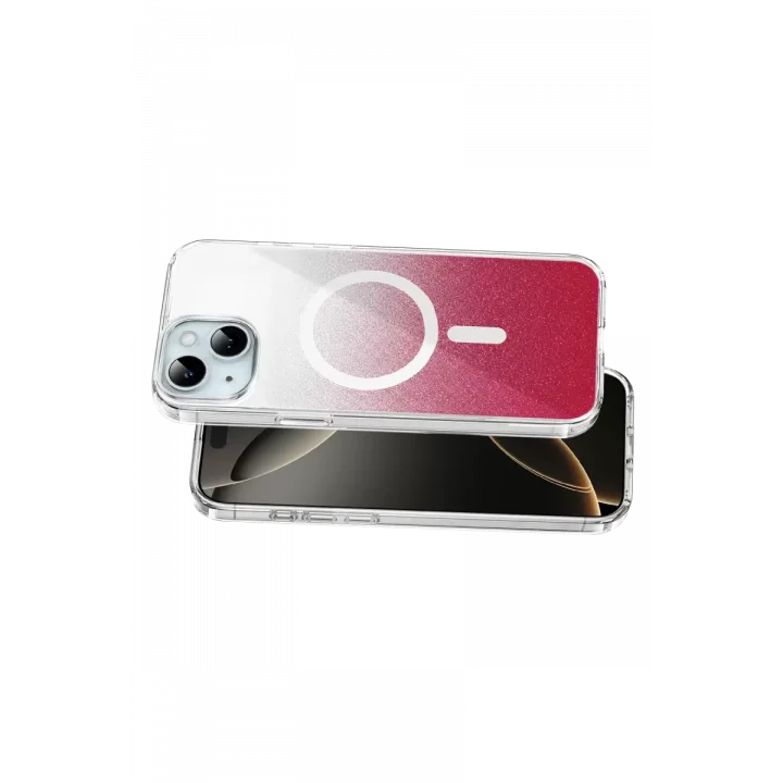 Mey İthalat®   iPhone 15 Sora Simli Magsafe Kapak - Kırmızı
