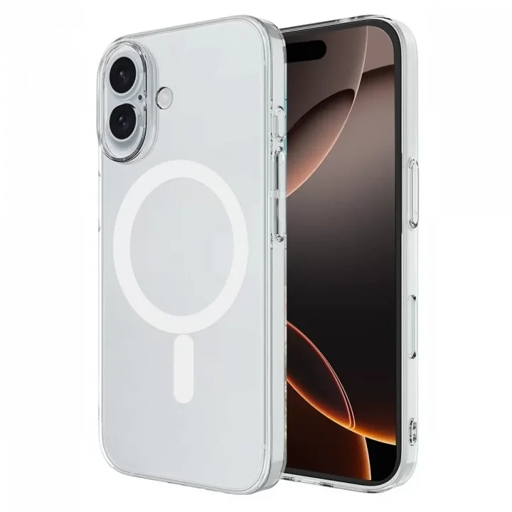 Mey İthalat®   iPhone 16 Kılıf Magneticsafe Şeffaf Silikon - Şeffaf