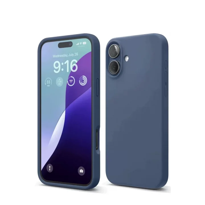 Mey İthalat®   iPhone 16 Kılıf Nano içi Kadife Silikon - Lacivert