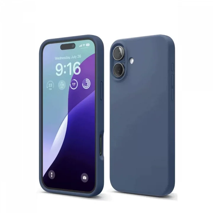 Mey İthalat®   iPhone 16 Kılıf Nano içi Kadife Silikon - Lacivert