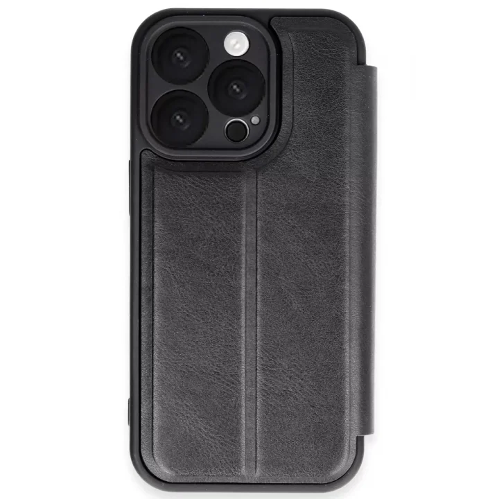 Mey İthalat®   iPhone 16 Pro Max Kılıf Flip Cover - Siyah