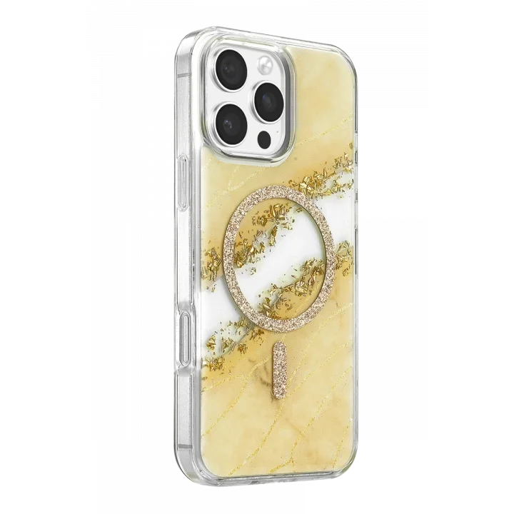 Mey İthalat®   iPhone 16 Pro Max Lotus Simli Magsafe Kapak - Gümüş