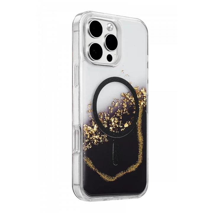 Mey İthalat®   iPhone 16 Pro Max Lotus Simli Magsafe Kapak - Siyah