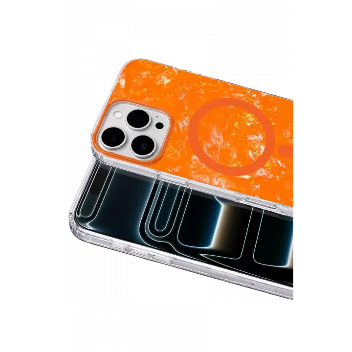 Mey İthalat®   iPhone 16 Pro Max Mila Dalgalı Magsafe Kapak - Turuncu