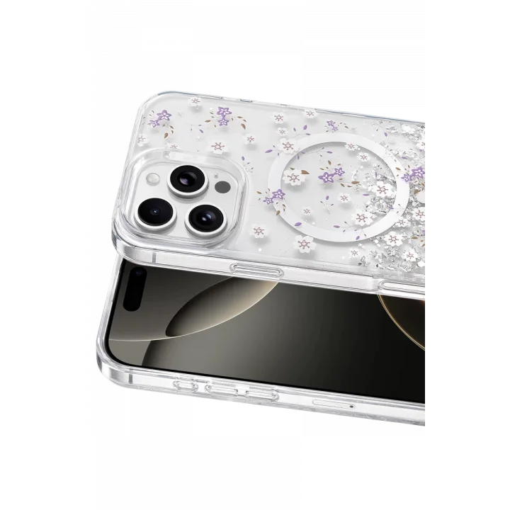 Mey İthalat®   iPhone 16 Pro Max Misk Simli Magsafe Kapak - Desen 2