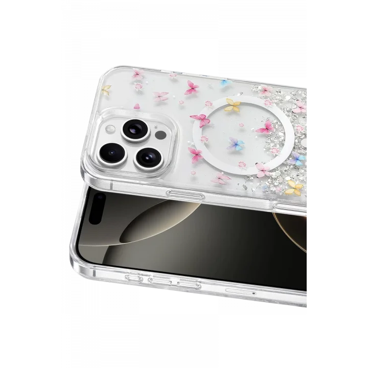 Mey İthalat®   iPhone 16 Pro Max Misk Simli Magsafe Kapak - Desen 4