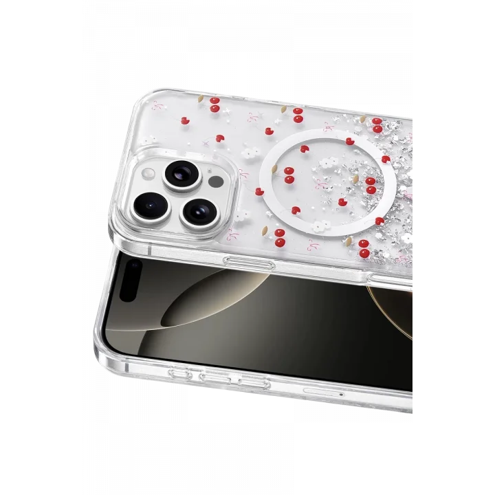 Mey İthalat®   iPhone 16 Pro Max Misk Simli Magsafe Kapak - Desen 5