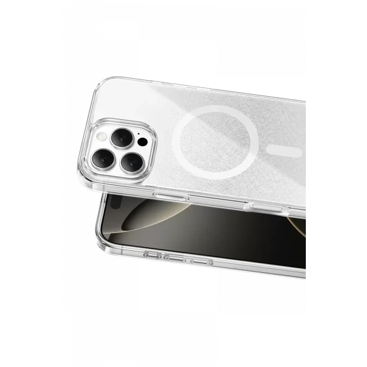 Mey İthalat®   iPhone 16 Pro Max Sora Simli Magsafe Kapak - Beyaz