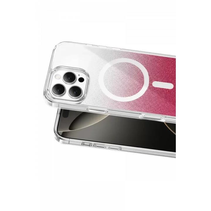 Mey İthalat®   iPhone 16 Pro Max Sora Simli Magsafe Kapak - Kırmızı