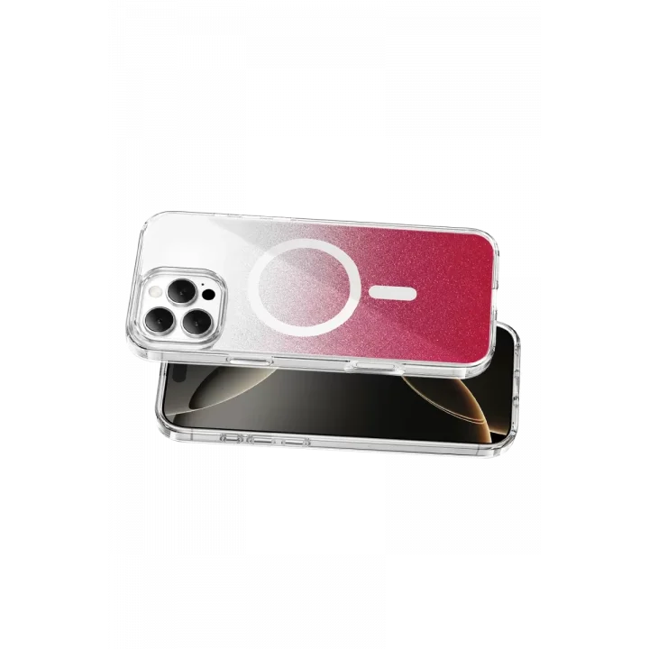 Mey İthalat®   iPhone 16 Pro Max Sora Simli Magsafe Kapak - Kırmızı
