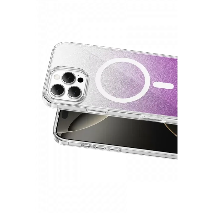 Mey İthalat®   iPhone 16 Pro Max Sora Simli Magsafe Kapak - Mor