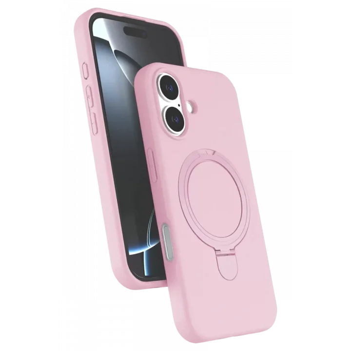Mey İthalat®   iPhone 16 Regal Magsafe Standlı Kapak - Açık Pembe