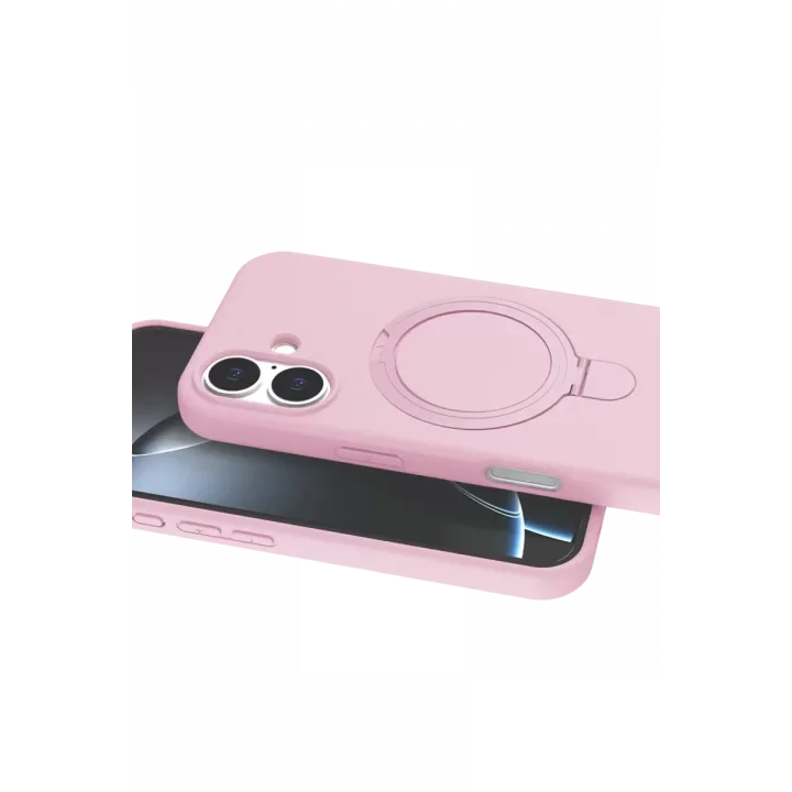 Mey İthalat®   iPhone 16 Regal Magsafe Standlı Kapak - Açık Pembe