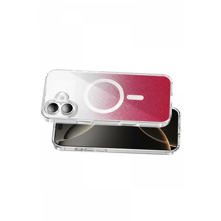 Mey İthalat®   iPhone 16 Sora Simli Magsafe Kapak - Kırmızı