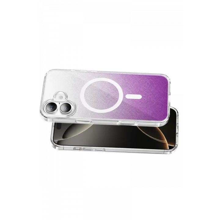 Mey İthalat®   iPhone 16 Sora Simli Magsafe Kapak - Mor