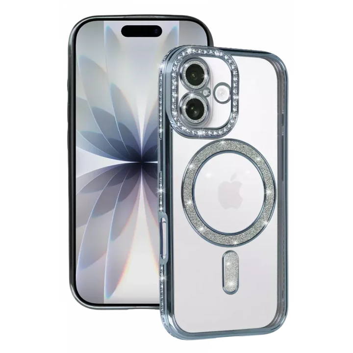 Mey İthalat®   iPhone 17 Joke Simli Magneticsafe Kılıf - Mavi