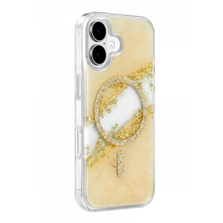 Mey İthalat®   iPhone 17 Lotus Simli Magsafe Kapak - Gümüş