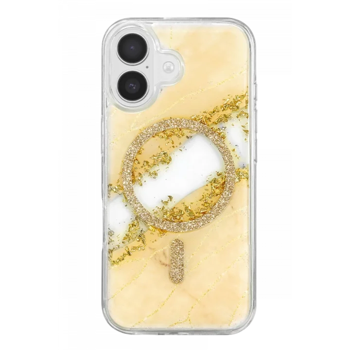 Mey İthalat®   iPhone 17 Lotus Simli Magsafe Kapak - Gümüş