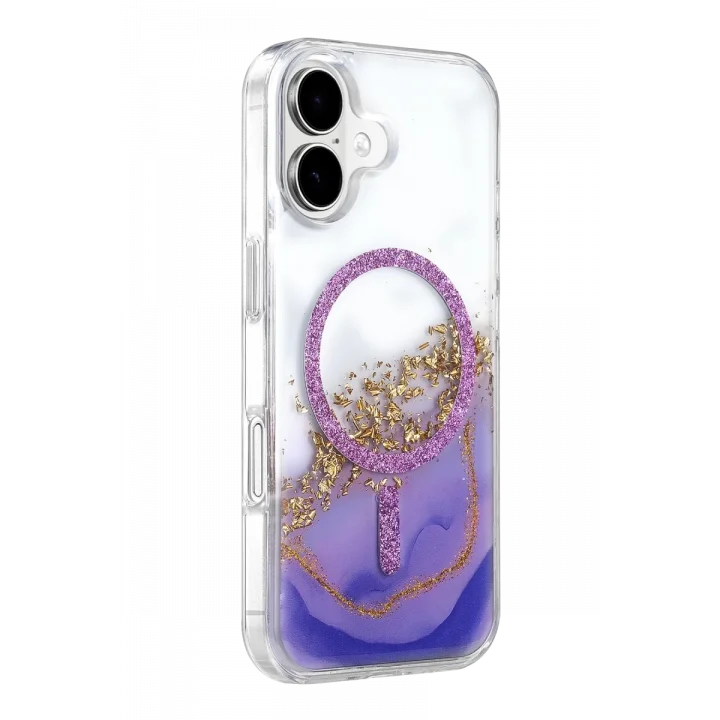 Mey İthalat®   iPhone 17 Lotus Simli Magsafe Kapak - Mor