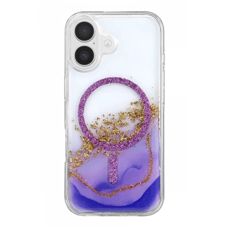 Mey İthalat®   iPhone 17 Lotus Simli Magsafe Kapak - Mor