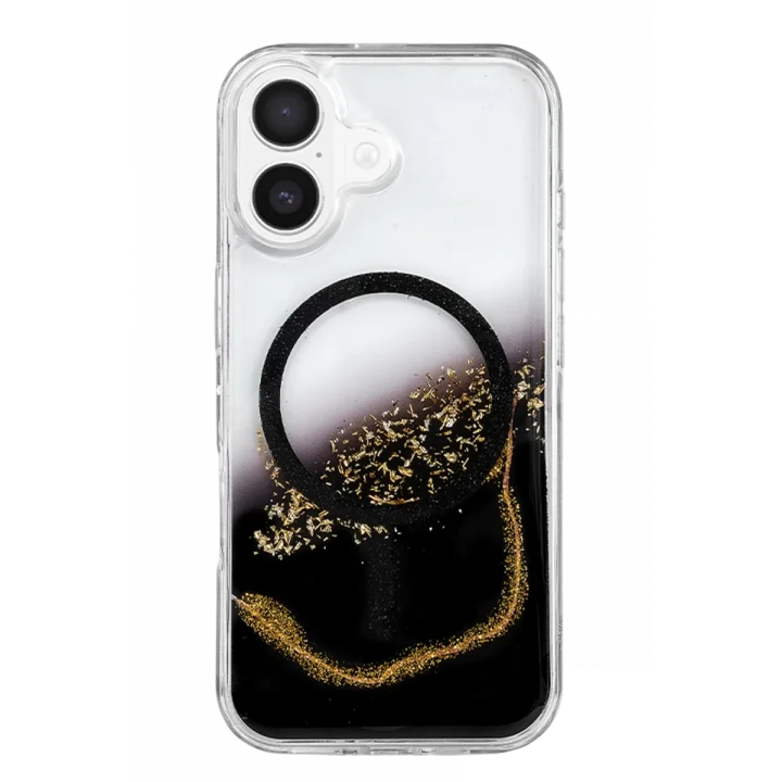 Mey İthalat®   iPhone 17 Lotus Simli Magsafe Kapak - Siyah