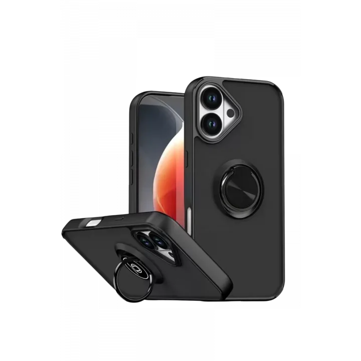 Mey İthalat®   iPhone 17 Montreal Yüzüklü Silikon Kapak - Siyah