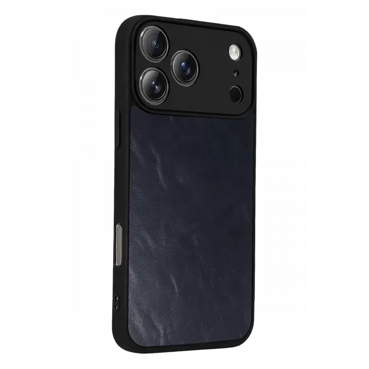 Mey İthalat®   iPhone 17 Pro Aras Deri Kapak - Lacivert