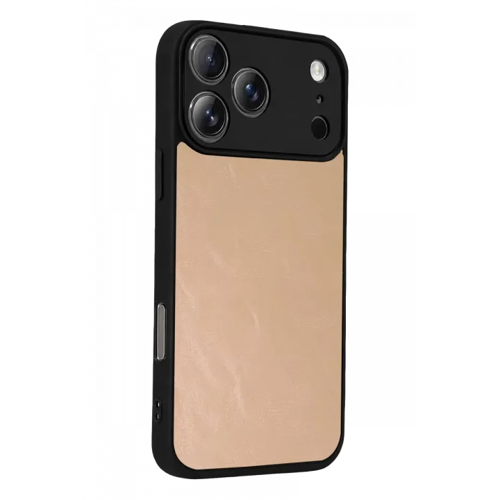 Mey İthalat®   iPhone 17 Pro Aras Deri Kapak - Pudra