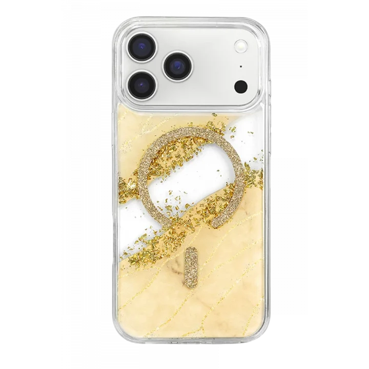 Mey İthalat®   iPhone 17 Pro Lotus Simli Magsafe Kapak - Gümüş