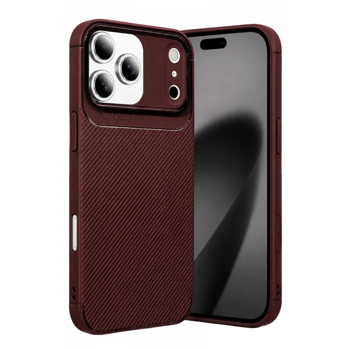 Mey İthalat®   iPhone 17 Pro Max Auto Focus Karbon Kapak - Bordo