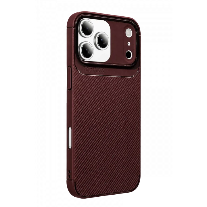 Mey İthalat®   iPhone 17 Pro Max Auto Focus Karbon Kapak - Bordo