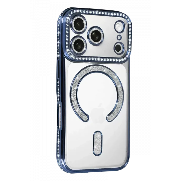 Mey İthalat®   iPhone 17 Pro Max Joke Simli Magneticsafe Kılıf - Mavi