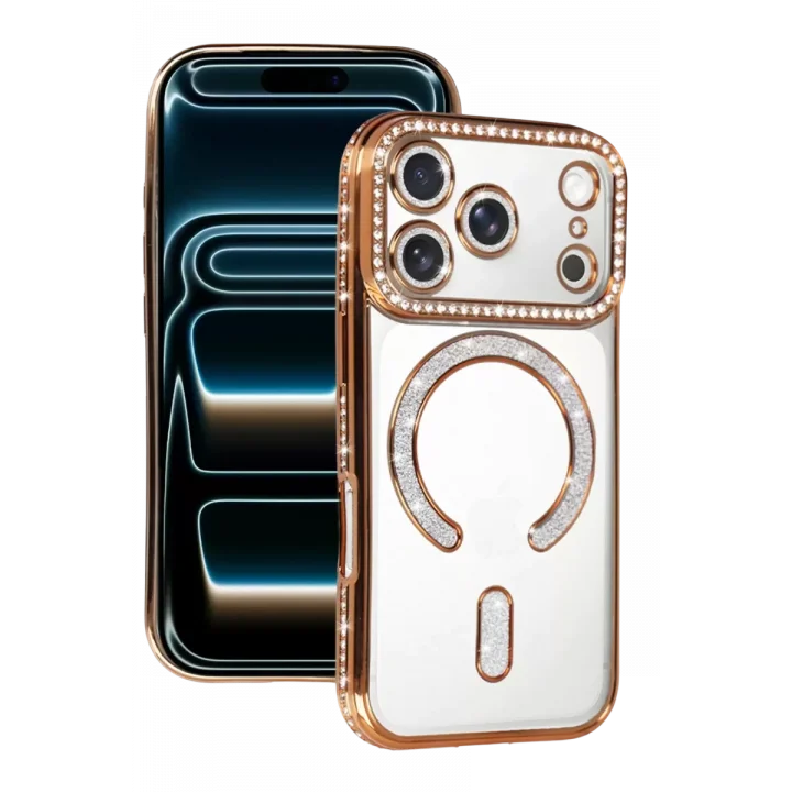 Mey İthalat®   iPhone 17 Pro Max Joke Simli Magneticsafe Kılıf - Turuncu
