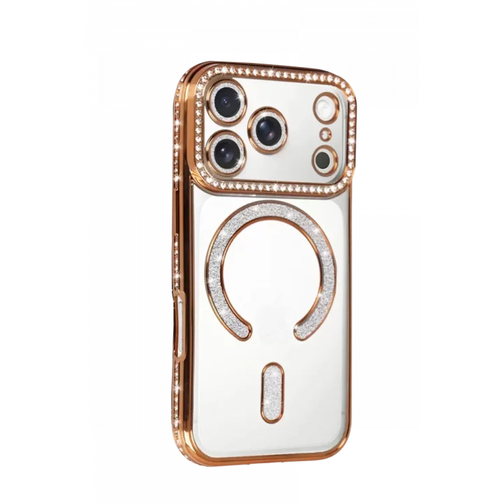Mey İthalat®   iPhone 17 Pro Max Joke Simli Magneticsafe Kılıf - Turuncu