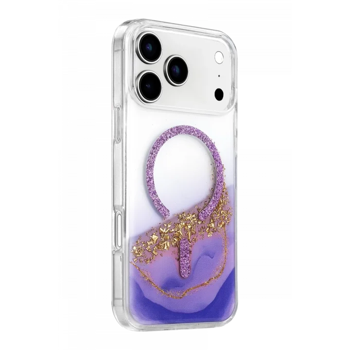 Mey İthalat®   iPhone 17 Pro Max Lotus Simli Magsafe Kapak - Mor