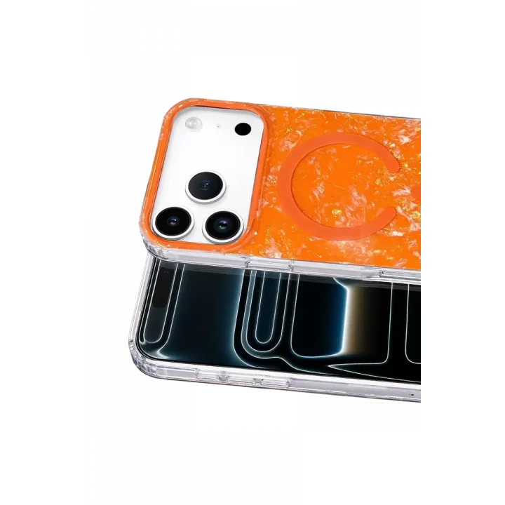 Mey İthalat®   iPhone 17 Pro Max Mila Dalgalı Magsafe Kapak - Turuncu