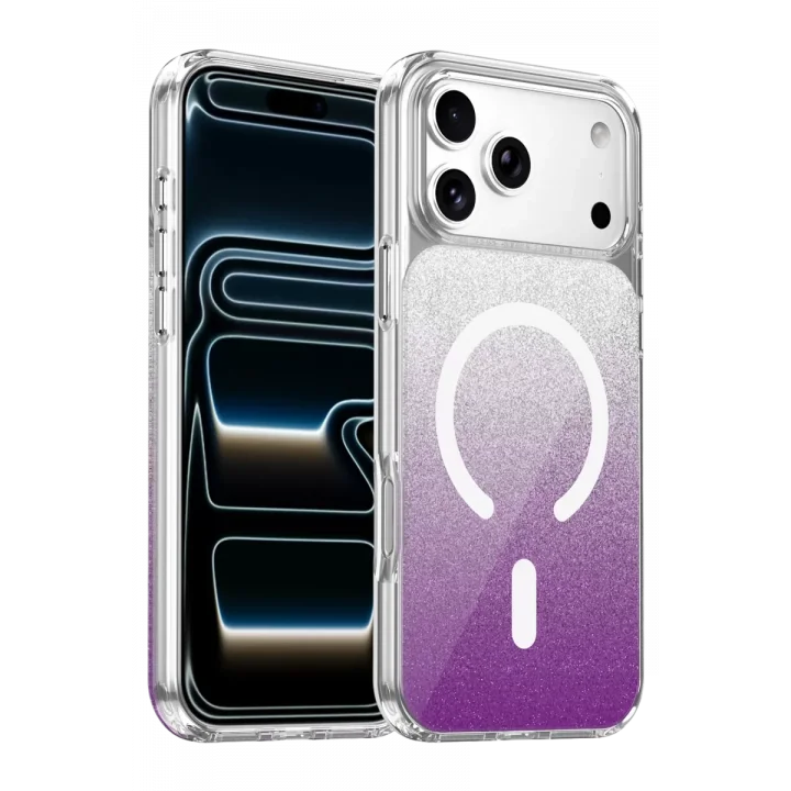 Mey İthalat®   iPhone 17 Pro Max Sora Simli Magsafe Kapak - Mor
