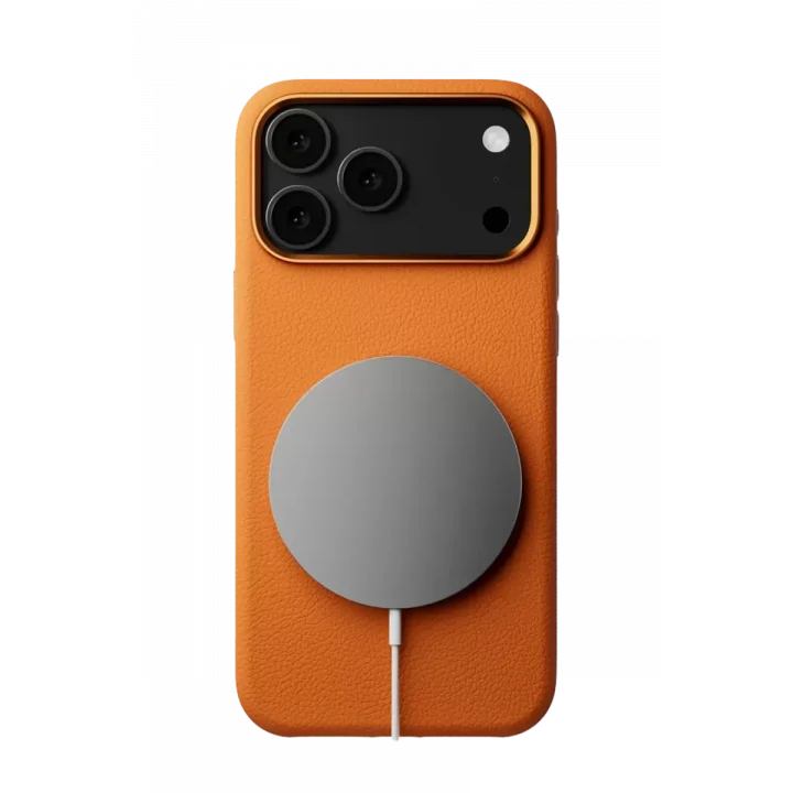 Mey İthalat®   iPhone 17 Pro Max Wonder Deri Magsafe Kapak - Turuncu