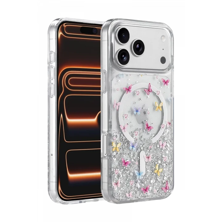 Mey İthalat®   iPhone 17 Pro Misk Simli Magsafe Kapak - Desen 4