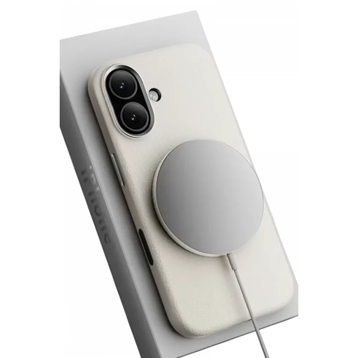 Mey İthalat®   iPhone 17 Wonder Deri Magsafe Kapak - Beyaz