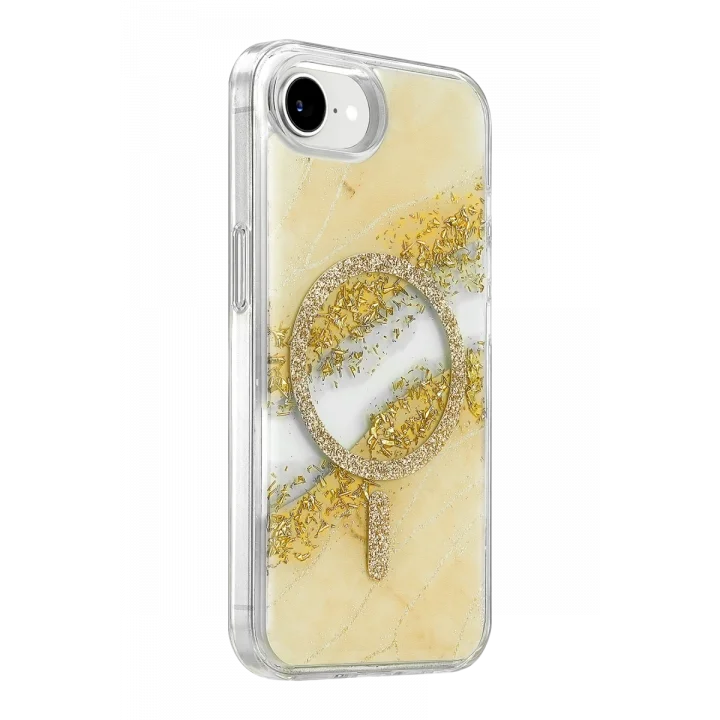 Mey İthalat®   iPhone 17E Lotus Simli Magsafe Kapak - Gümüş