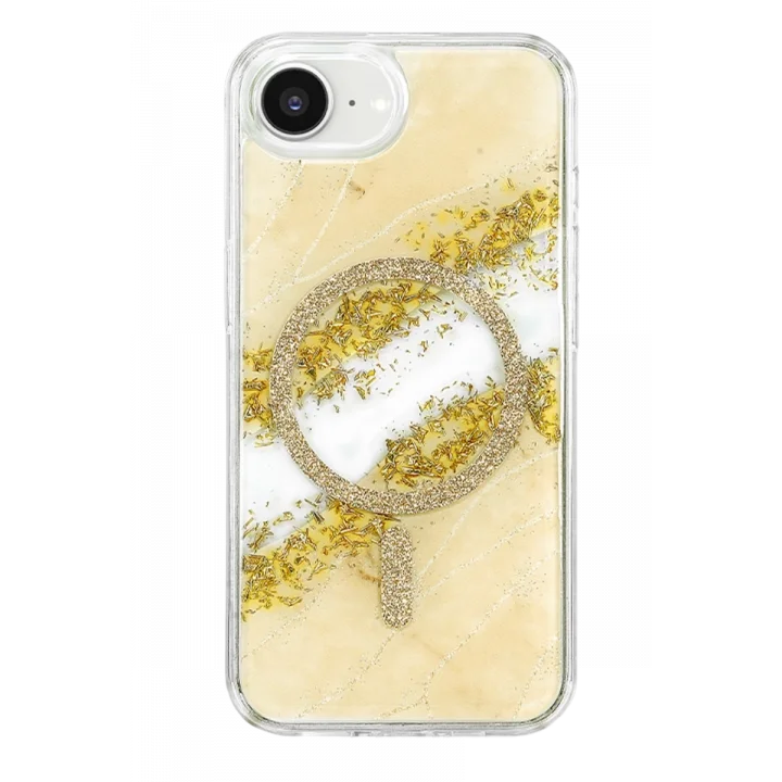 Mey İthalat®   iPhone 17E Lotus Simli Magsafe Kapak - Gümüş