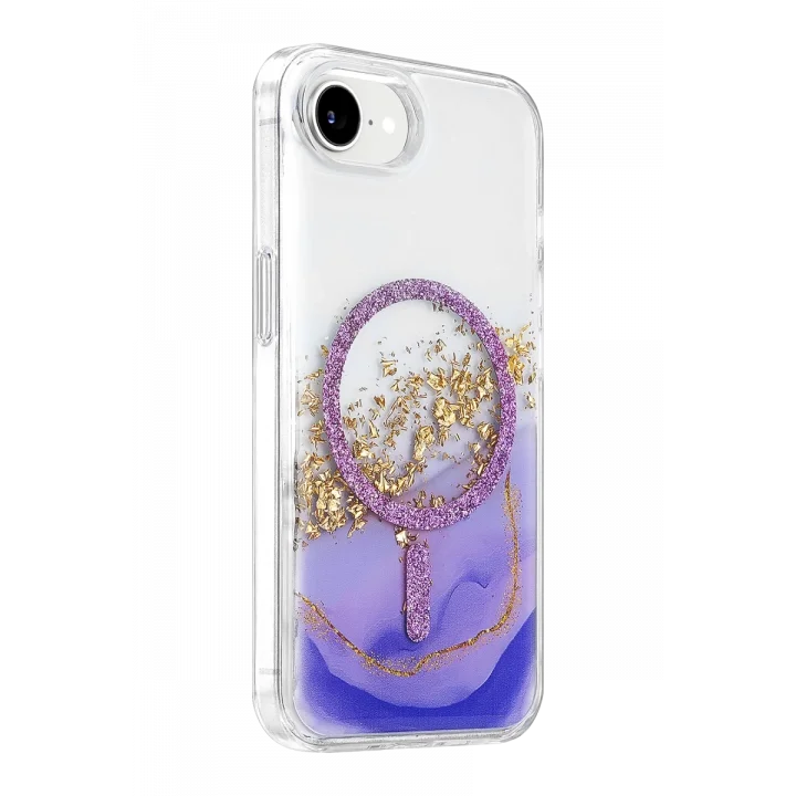 Mey İthalat®   iPhone 17E Lotus Simli Magsafe Kapak - Mor