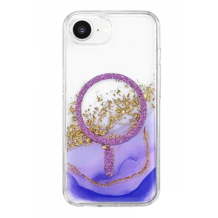 Mey İthalat®   iPhone 17E Lotus Simli Magsafe Kapak - Mor