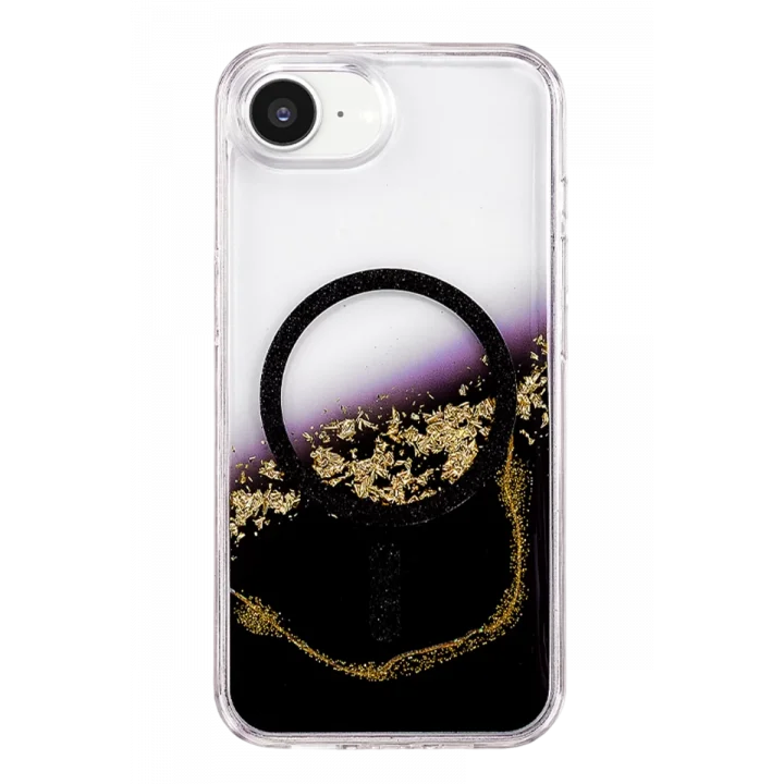 Mey İthalat®   iPhone 17E Lotus Simli Magsafe Kapak - Siyah