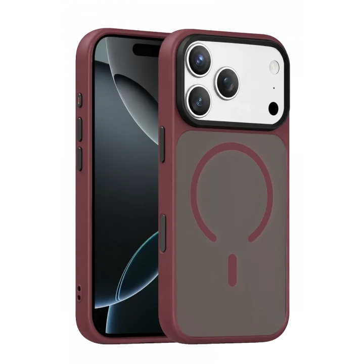 Mey İthalat®   iPhone 18 Pro Megane Magsafe Kapak - Bordo