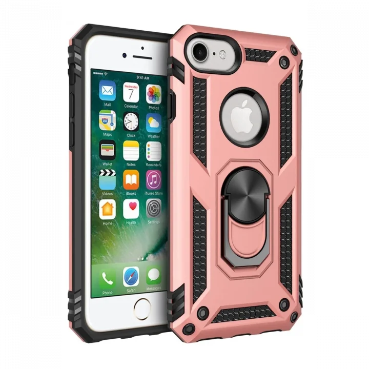 Mey İthalat®  iPhone 7 Kılıf Sofya Yüzüklü Silikon Kapak - Rose