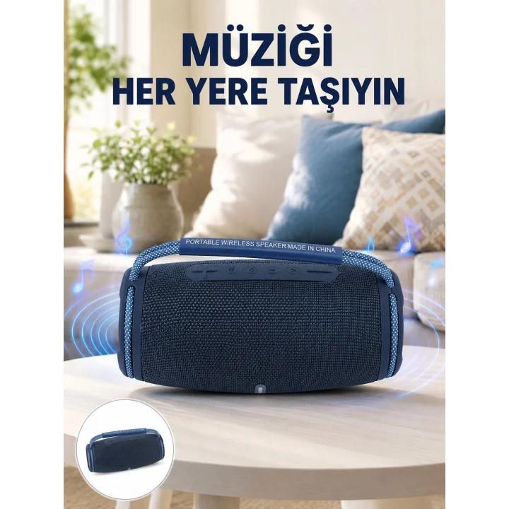 Mey İthalat® IPX5 Su Geçirmez Taşınabilir Bluetooth Hoparlör Renkli Işıklı Yeni Nesil