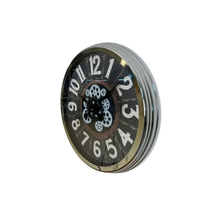 Mey İthalat® Iron Legacy Krom 60 Cm Çarklı Duvar Saati