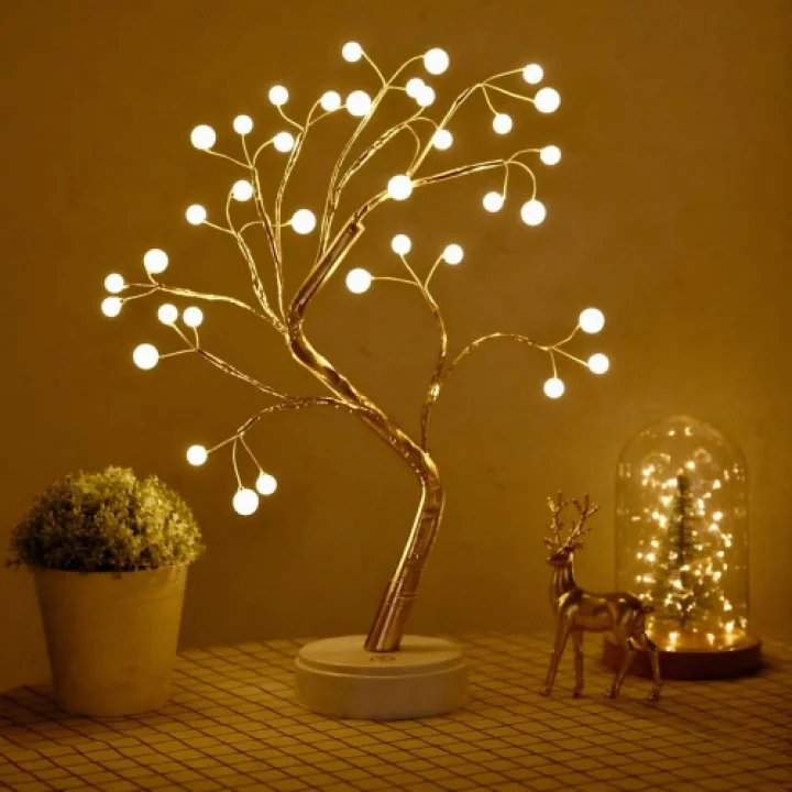 Mey İthalat® Işıklı Ağaç İnci Led Dekoratif Masa Üstü Led Işık